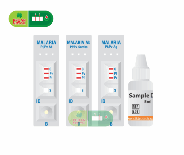 CTK Biotech – Định tính phát hiện đồng thời và phân biệt các chủng ký sinh trùng gây bệnh sốt rét P.falciparum và/hoặc P.vivax trong máu toàn phần của người