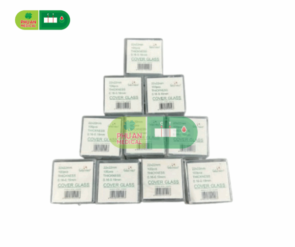 Lamen kính hiển vi GREETMED 22x22mm dày 0.16-0.19mm (hộp 100 cái) lammel