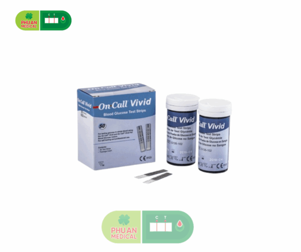 Que thử đường huyết On Call Vivid phản ứng với đường glucose trong máu, kết quả chính xác cao (25 cái)