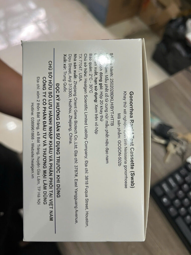 Healgen – BỘ TEST NHANH LẬU CẦU (Gonorrhea Rapid Test Cassette – Swab)