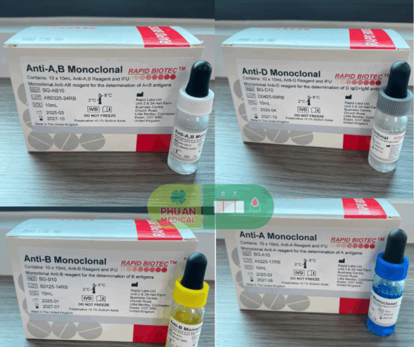 Bộ định nhóm máu ABO + RhD – Rapid Biotech (Anh Quốc)