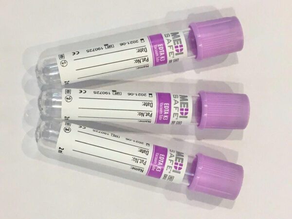 ỐNG NGHIỆM MÁU CHÂN KHÔNG EDTA K3 2ML – Medisafe – Trung Quốc