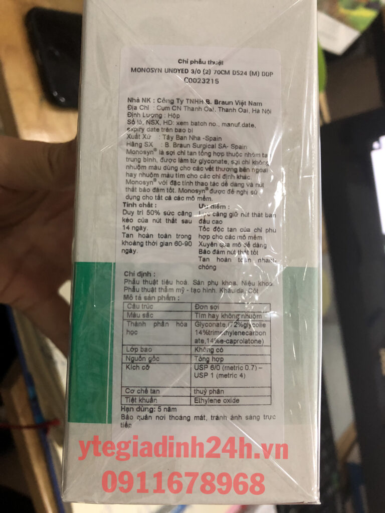 Chỉ phẫu thuật MONOSYL UNDYED 3/0, 70CM DS24 C0023215