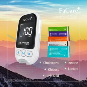 Máy đo đa thông số FaCare M168, đo đường huyết, mỡ máu, acid uric, ketone, lactate