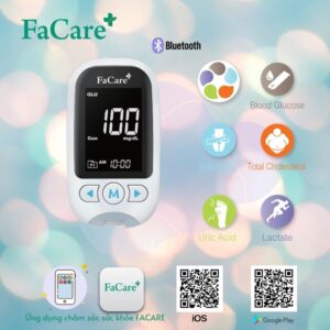Máy đo đa thông số FaCare M168, đo đường huyết, mỡ máu, acid uric, ketone, lactate