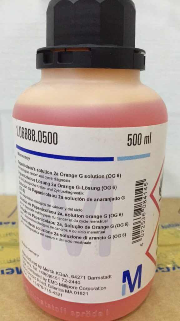 Dung dịch Papanicolaous Solution 2A orange G Solution (OG 6) Dùng trong xét nghiệm tế bào ung thư và