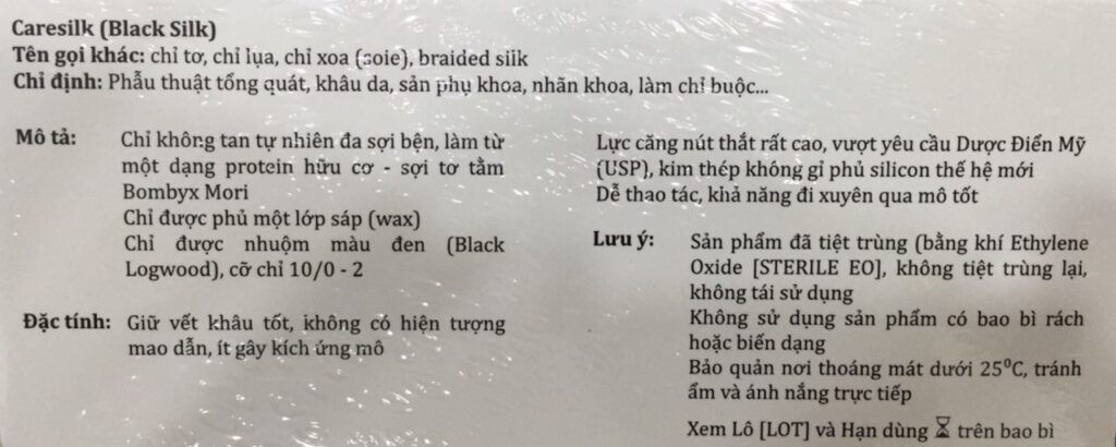 Chỉ không tan tự nhiên Caresilk (Silk) số 7/0, dài 75 cm, kim tam giác 3/8c, dài 13 mm, S05E13