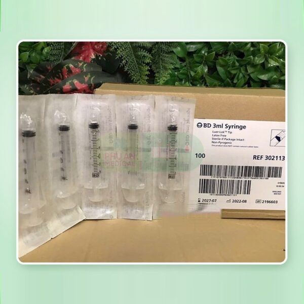 Bơm tiêm lure lok 3ml Hãng BD – Becton Dichkinson – Singapore REF : 302113 ( Hộp/ 100 cây )