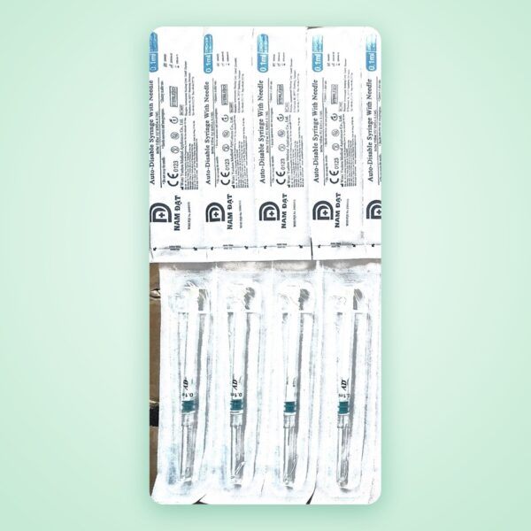 Bơm tiêm tự khóa 0,1ml kèm kim 27G x 3/8″ Nam Đạt