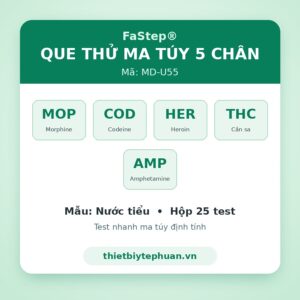Khay thử ma túy 5 chân (MOP/COD/HER/THC/AMP) – FaStep