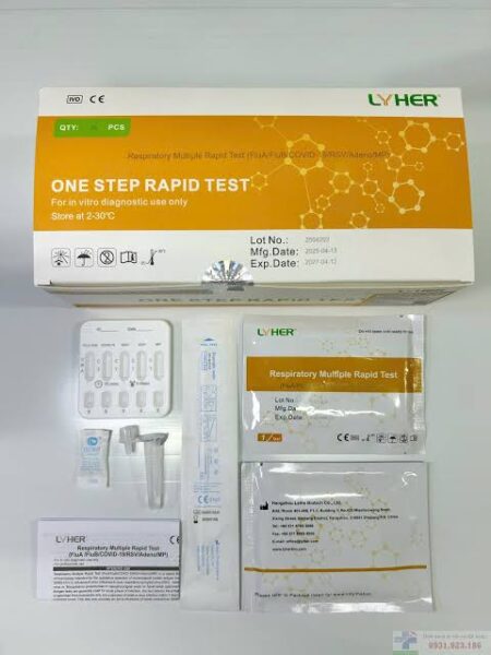 Kit test 6in1 Lyher, FluA/FluB/COVID/RSV/Adeno/MP