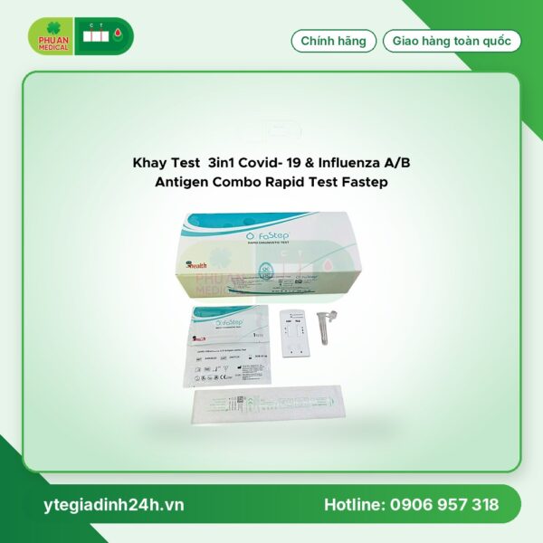 Khay test nhanh CÚM 3in1 Flu A/B & COVID FASTEP