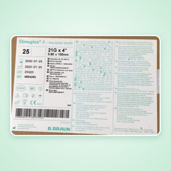 Kim gây tê đám rối thần kinh Stimuplex A 30° 21G x 4″ (0,80 x 100 mm) – B. Braun 4894260
