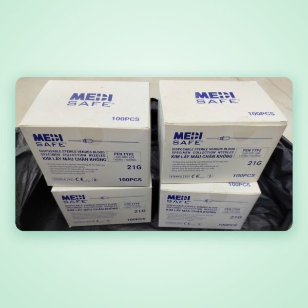 Kim lấy máu chân không 21G Medisafe – loại đốc kim thông thường (hộp 100 cái)