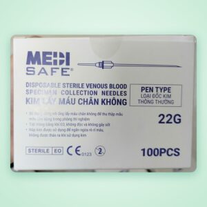 Kim lấy máu chân không 22G Medisafe – loại đốc kim thông thường (hộp 100 cái)