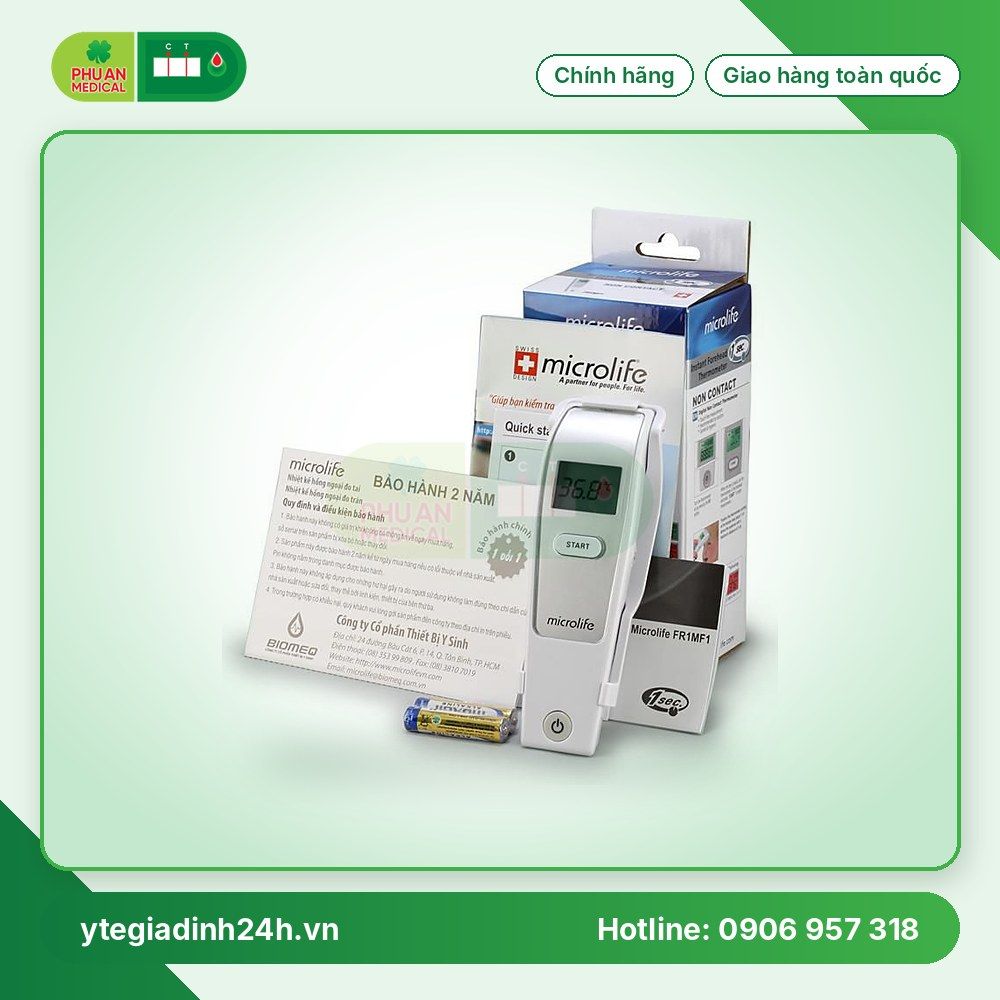 Nhiệt kế hồng ngoại đo trán Microlife FR1MF1 theo dõi sốt cho trẻ